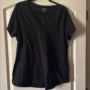 Torrid V Neck Classic Black Fitted Short Sleeve Tee T-Shirt 1X